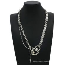 Punk Cuban Choker Necklace Collar Statement Steampunk Love Heart Big Iron Chain Choker Necklace Jewelry for Women Men Gift